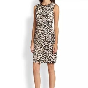 Kate Spade Silk Blend Paulina Leopard Print Sheath Dress Sleeveless Size 0